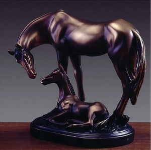 8" Mare with Foal Horse Statue - Wall Street Treasures