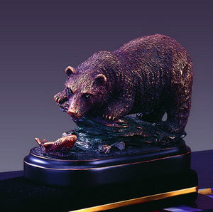 3.5" Bear and Fish Statue - Wall Street Treasures