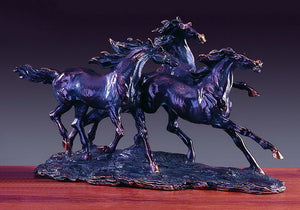 18" Three Galloping Horses Statue - Wall Street Treasures