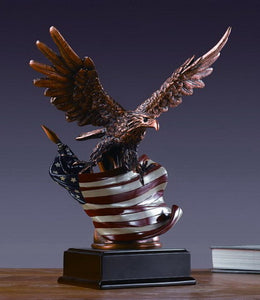 12.5" Eagle with American Flag Statue - Wall Street Treasures