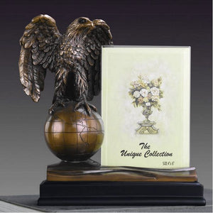 8" Eagle on Globe Statue with Picture Frame - Wall Street Treasures