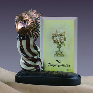 7.5" Eagle Head with American Flag Statue - Picture Frame - Wall Street Treasures