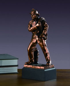 12" Fireman Statue - Bronze Finished Sculpture - Wall Street Treasures