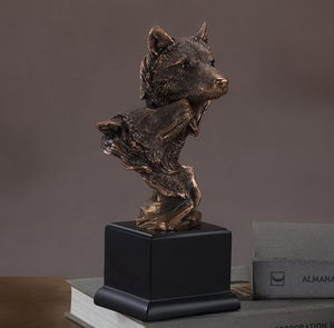 10" Double Wolf Head Statue - Wall Street Treasures