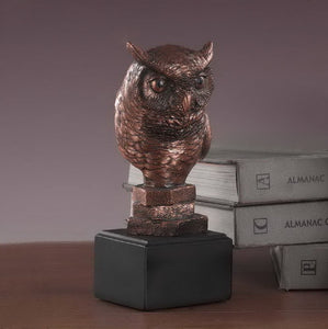 8" Owl Head Statue - Wall Street Treasures