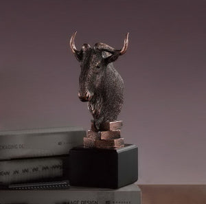 8.5" Wildebeest Head Statue - Wall Street Treasures