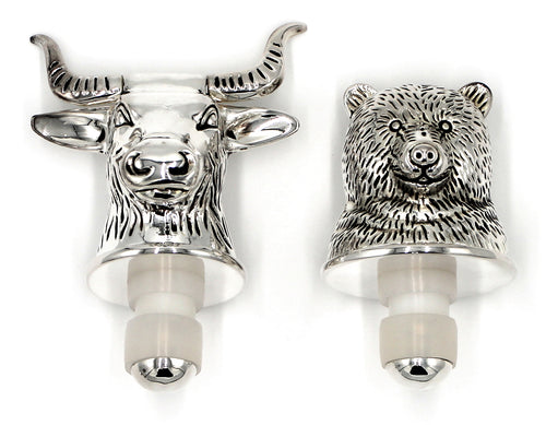 Neiman Marcus Bull and Bear Wine Bottle Stoppers