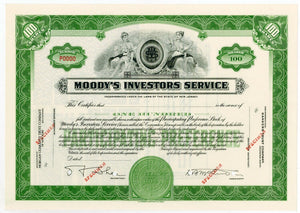 Moody's Investors Service Specimen Stock Certificate - 1940s - Wall Street Treasures