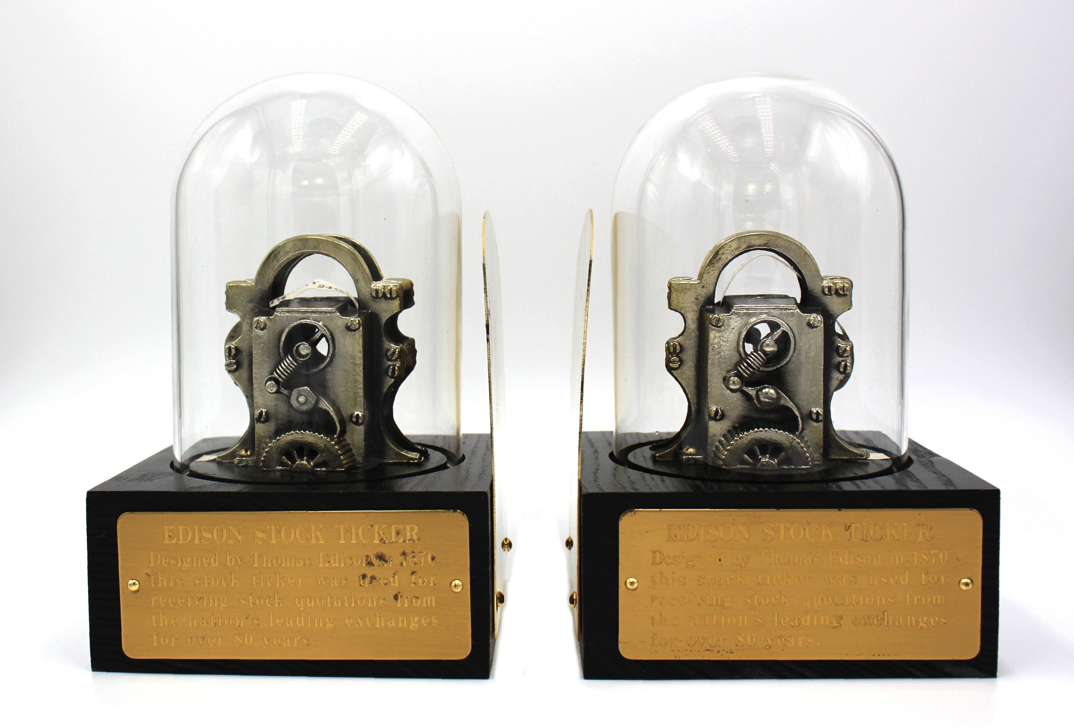 Vintage Edison Stock Ticker Tape Machine Replica Bookends - Wall Street Treasures