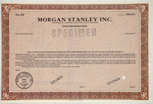 Load image into Gallery viewer, Morgan Stanley Inc. Specimen Stock Certificate - 1978 - Wall Street Treasures