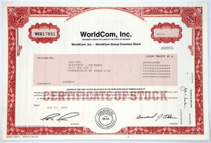 WorldCom, Inc. Common Stock Certificate - 2002