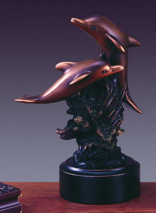 6.5" Two Swimming Dolphins Statue - Wall Street Treasures
