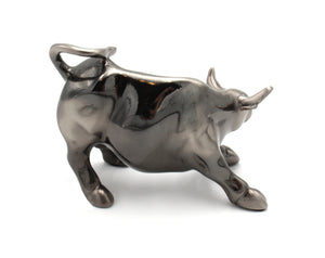 Small Wall Street Bull Statue - Pewter - Wall Street Treasures