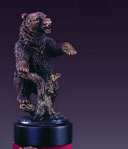 7" Bear Standing on Tree and Showing its Paw Statue - Wall Street Treasures