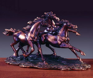 14" Three Galloping Horses Statue - Wall Street Treasures