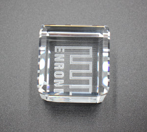 Enron Crystal Paperweight that can "Stand on its Edge" - 1.5" - Wall Street Treasures