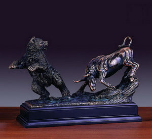 13" Wall Street Dueling Bull and Bear Statue - Wall Street Treasures