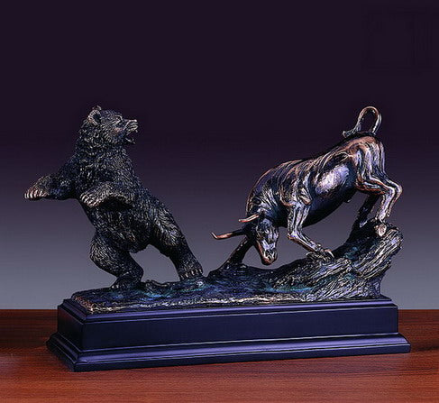 13" Wall Dueling Bull and Bear Statue – Wall Street Treasures, LLC