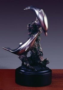6.5" Silver Two Playing Dolphins Statue - Wall Street Treasures