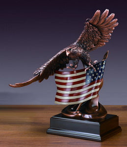 15.5" Eagle with American Flag Statue - Wall Street Treasures