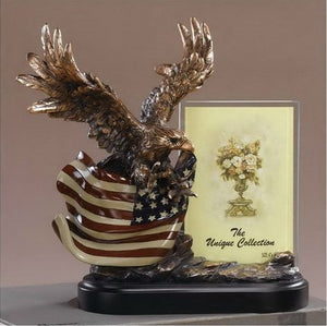 10" Eagle with American Flag Statue - Picture Frame - Wall Street Treasures