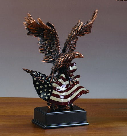 Eagle with American Flag Statue - 3 Sizes - 10