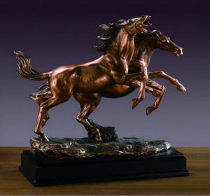 15.5" Two Running Horses Statue - Wall Street Treasures