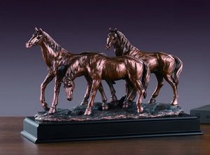 14.5" Three Grazing Horses Statue - Wall Street Treasures