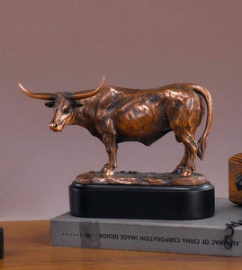 10" Longhorn Steer Statue - Wall Street Treasures