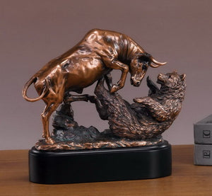 10" Wall Street Dueling Bull and Bear Statue - Wall Street Treasures