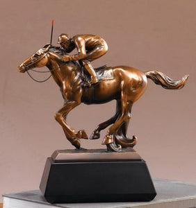 10" Jockey Racing on Horse Statue - Wall Street Treasures