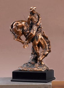 12" Western Rodeo Cowboy on Horse Statue - Wall Street Treasures