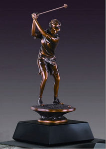 Female Golf Trophy - Bronzed Statue - 3 Sizes - 10", 13", 16" - Wall Street Treasures