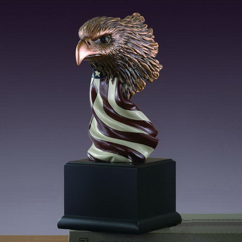 Eagle Head with American Flag Statue - 3 Sizes - 7.5