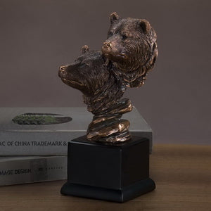 10" Double Bear Head Statue - Wall Street Treasures