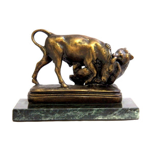 Wall Street Dueling Bull and Bear Statue - Bronze Finished Sculpture - Wall Street Treasures