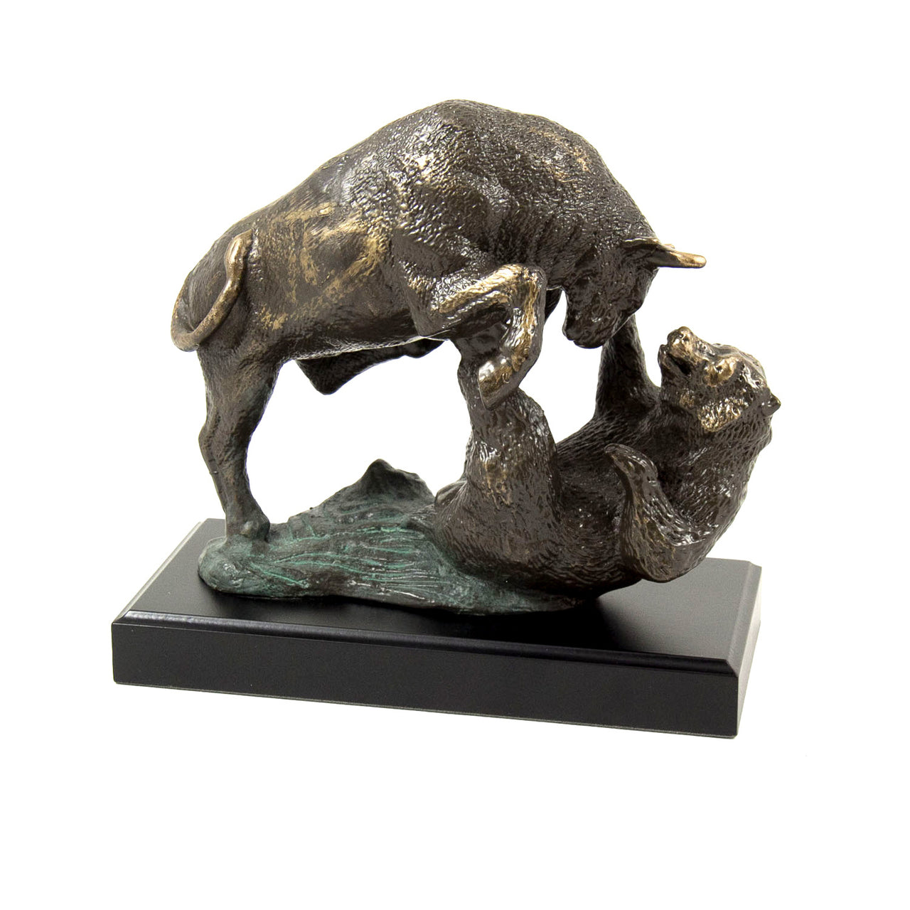 Wall Street Dueling Bull and Bear Statue Bronze Finished Sculpture Wall Street Treasures, LLC