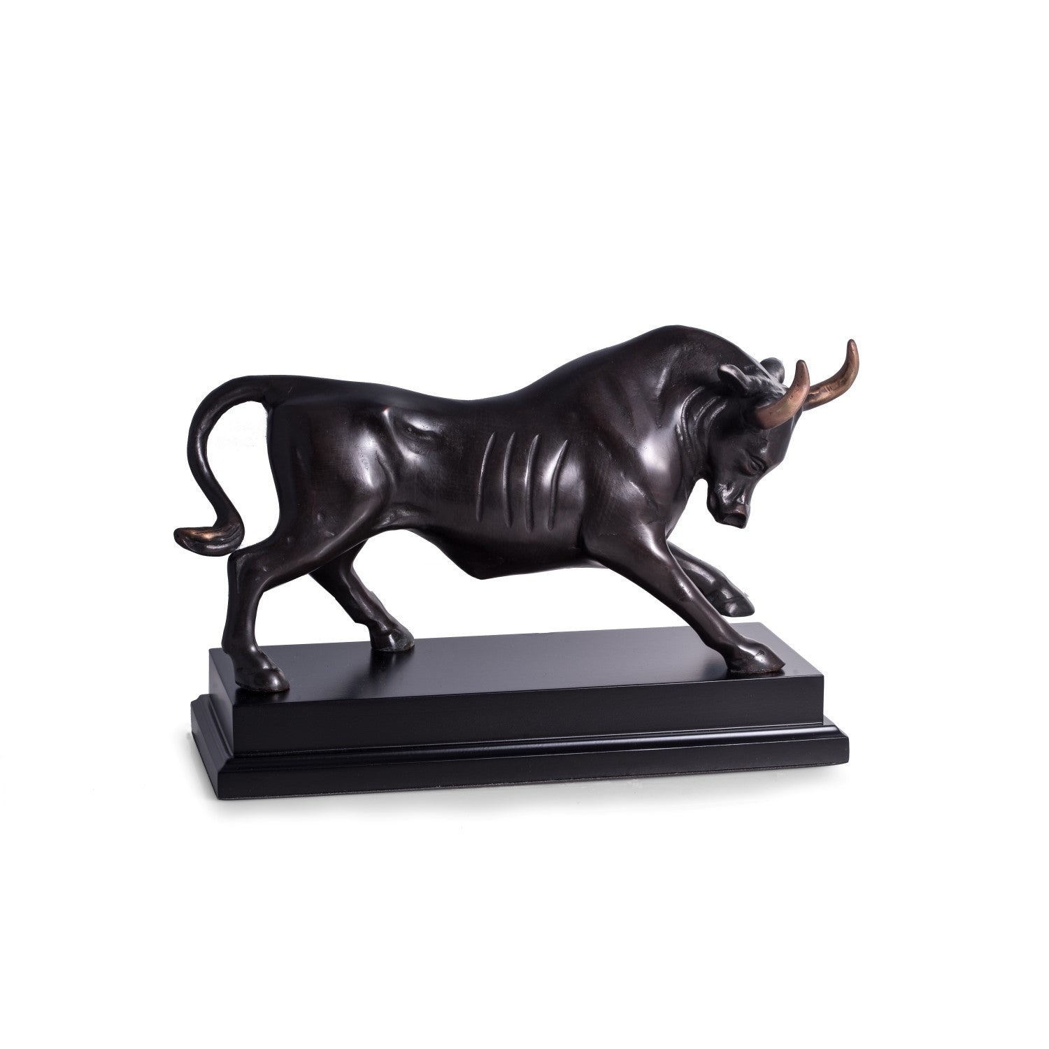 Raging Wall Street Bull Statue - Brass - Wall Street Treasures