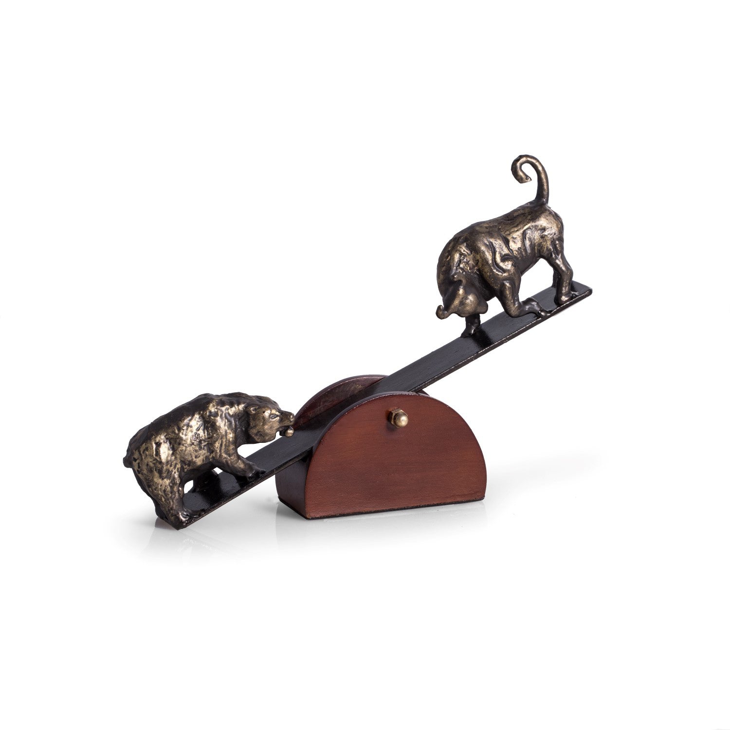 Bull and Bear See-Saw Sculpture - Wall Street Treasures