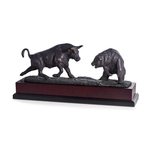 Wall Street Bull and Bear Statue - Bronzed Sculpture - Wall Street Treasures