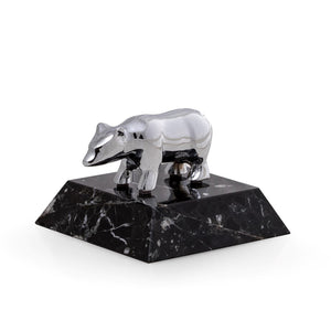 Wall Street Bear Paperweight - Chrome Plated Brass - Wall Street Treasures