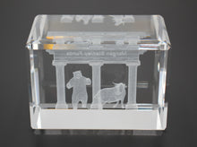 Load image into Gallery viewer, Morgan Stanley Crystal Bull and Bear Paperweight - Wall Street Treasures