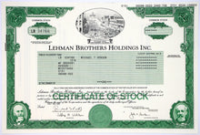 Load image into Gallery viewer, Lehman Brothers Holdings Inc. Stock Certificate - 2008 - Wall Street Treasures