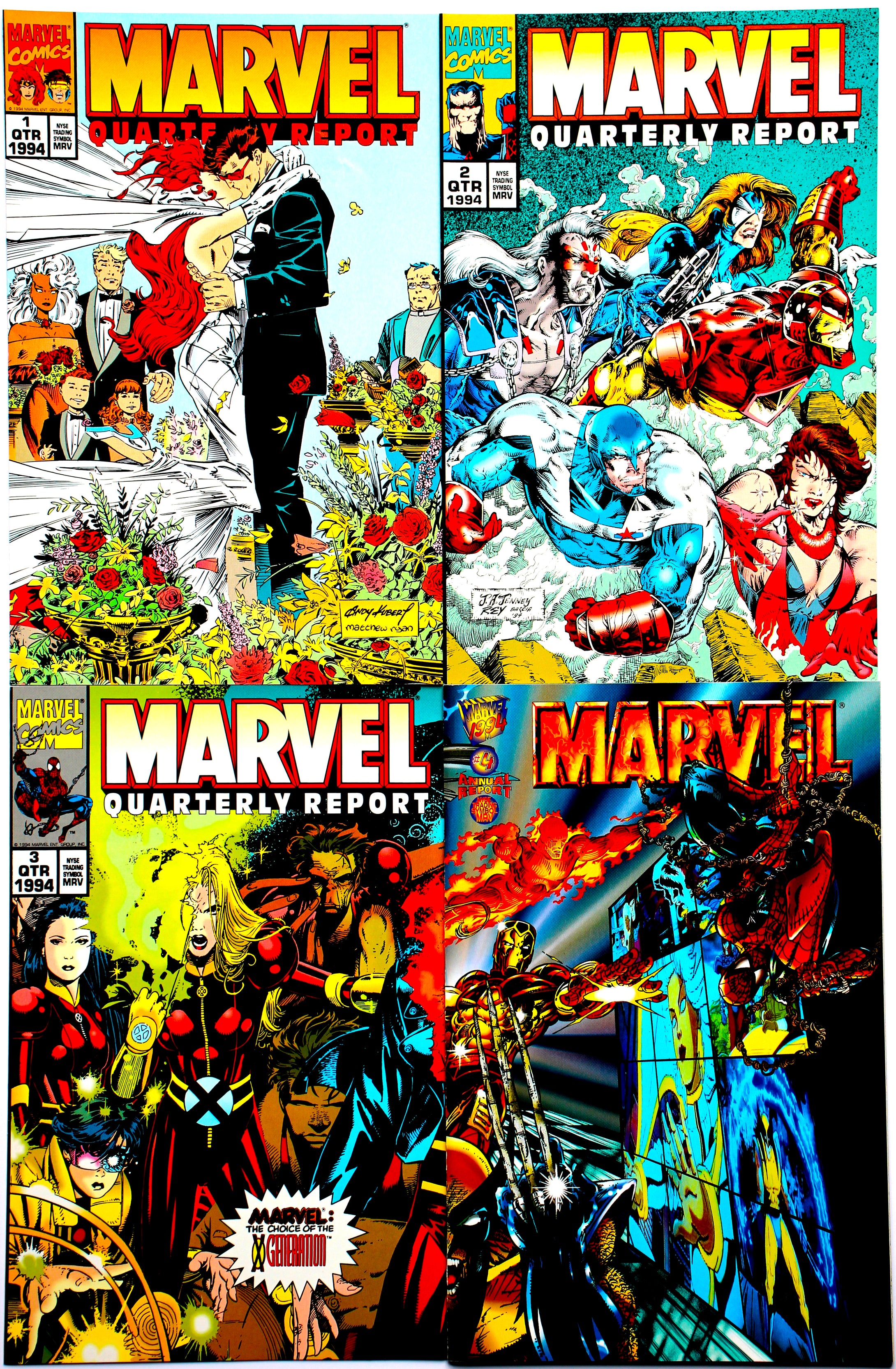 1994 Marvel Comics Quarterly and Annual Reports - NYSE - Complete Set - Wall Street Treasures