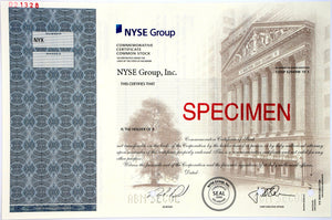 NYSE Group, Inc. Specimen Stock Certificate - 2006 IPO - Wall Street Treasures