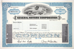 GM General Motors Corporation Stock Certificate - 1980s - Wall Street Treasures