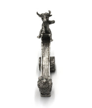 Load image into Gallery viewer, Vintage Pewter Bull and Bear Seesaw Sculpture by Frankli Wild