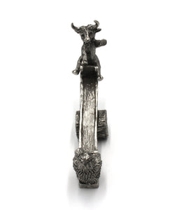 Vintage Pewter Bull and Bear Seesaw Sculpture by Frankli Wild