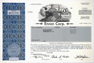 Enron Corp. Stock Certificate - 2003 - Wall Street Treasures