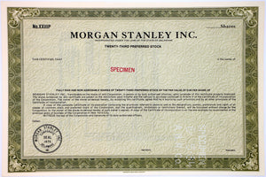 Morgan Stanley Specimen Stock Certificate - 1984 - Wall Street Treasures